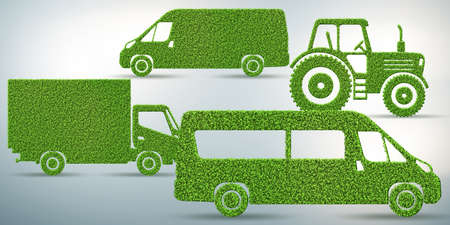 Green low emission electic vehicle concept - 3d renderingの写真素材