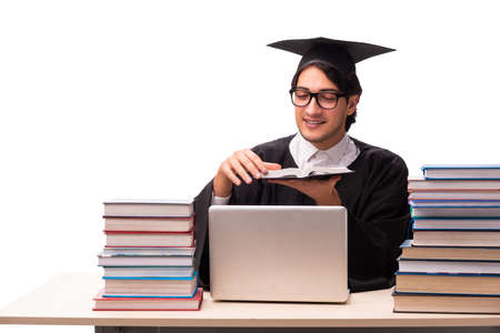 Young handsome student isolated on whiteの写真素材