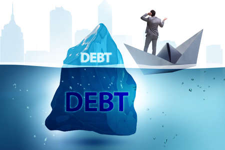 Debt and loan concept with hidden icebergの写真素材