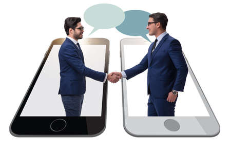 Concept of communication with businessmen handshakingの写真素材