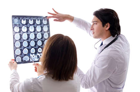 Two doctors working in the clinicの写真素材
