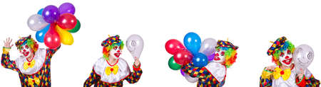 Funny male clown isolated on whiteの写真素材