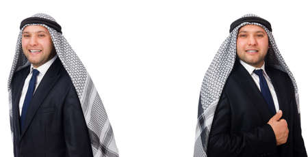 Arab businessman in suit isolated on whiteの写真素材