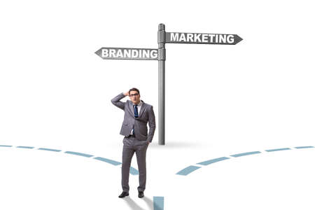Branding and marketing concept with businessmanの写真素材