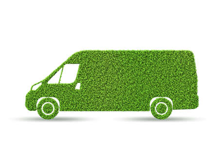 Green low emission electic vehicle concept - 3d renderingの写真素材