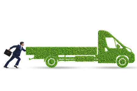 Businessman with green ecological vehicleの写真素材
