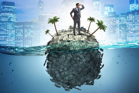 Offshore accounts concept with businessmanの写真素材