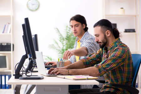 Two it specialists working in the officeの写真素材