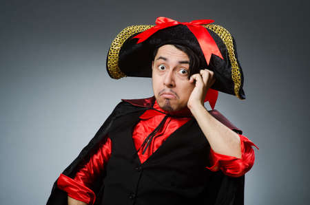 Man pirate against dark backgroundの写真素材