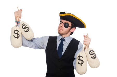 Businessman pirate isolated on white backgroundの写真素材