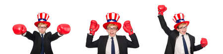 Man wearing hat with american symbolsの写真素材