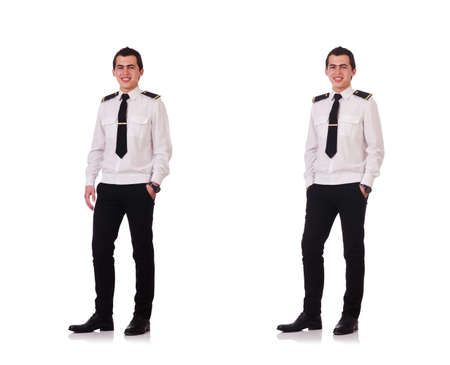 Young pilot isolated on the whiteの写真素材