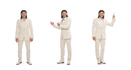 Man in funny concept isolated on whiteの写真素材