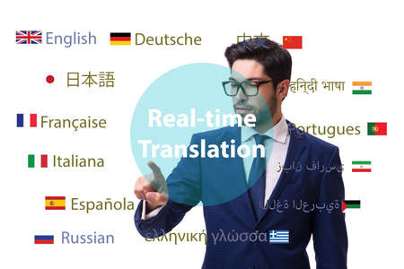 Concept of real time translation from foreign languageの写真素材