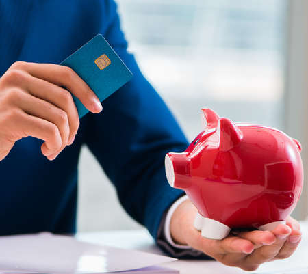 Man paying with credit card online