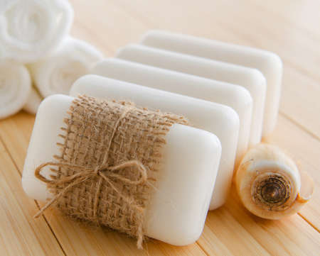 Healthy lifestyle concept with aromatic soapsの写真素材
