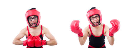 Funny boxer isolated on the white background