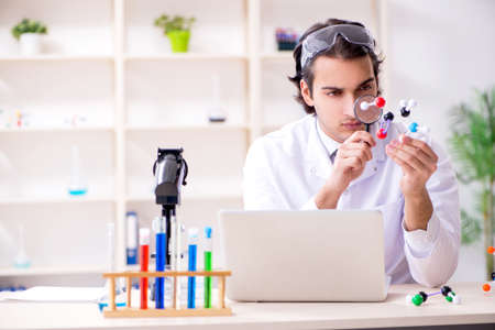 Young male scientist working in the labの写真素材