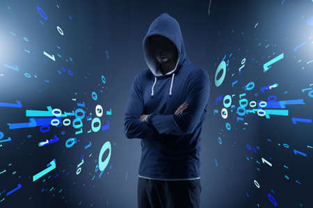 Hacker in digital security concept