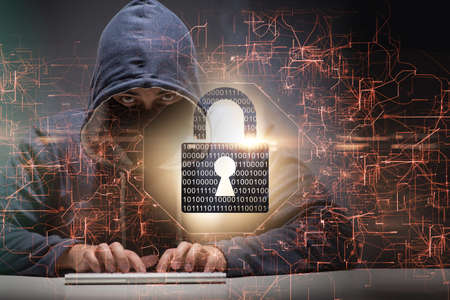 Young hacker in cybersecurty concept
