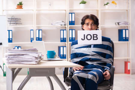 Young tied male employee in the officeの写真素材