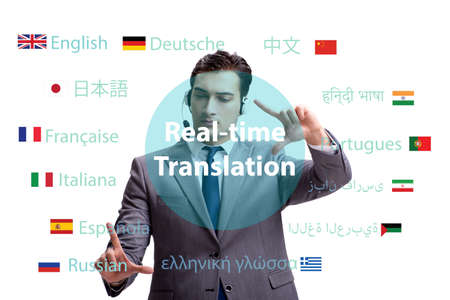 Concept of real time translation from foreign languageの写真素材