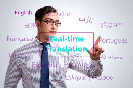 Concept of real time translation from foreign languageの写真素材