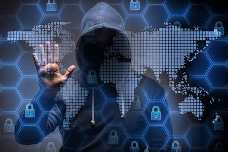 Young hacker in cybersecurty concept