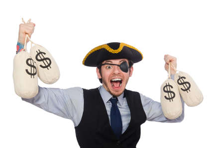 Businessman pirate isolated on white backgroundの写真素材
