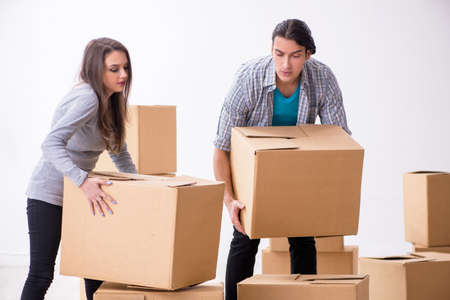 Young pair moving to new flat