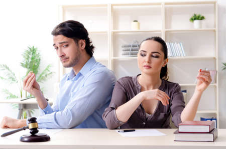 Young family in marriage divorce concept