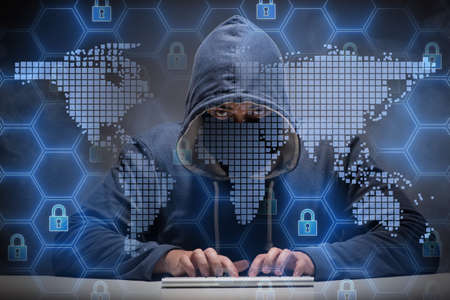 Young hacker in cybersecurty concept