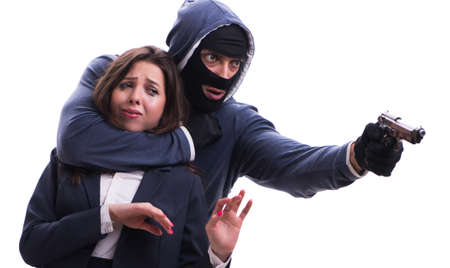 Businesswoman is kidnapped by the gunman