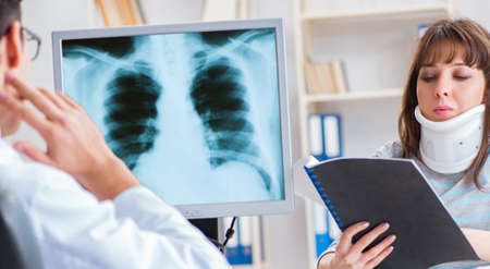 Young woman visiting radiologist for x-ray exam