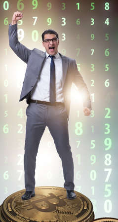 Businessman in cryptocurrency blockchain conceptの写真素材