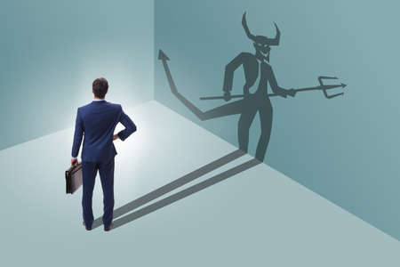 Devil hiding in the businessman - alter ego concept