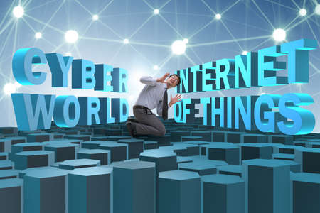 Businessman in internet of things conceptの写真素材