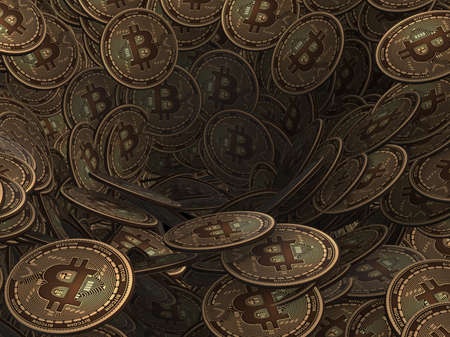 Background made of many cryptocurrency bitcoin - 3d rendering