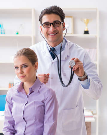 Patient visiting doctor for medical check-up in hospitalの写真素材