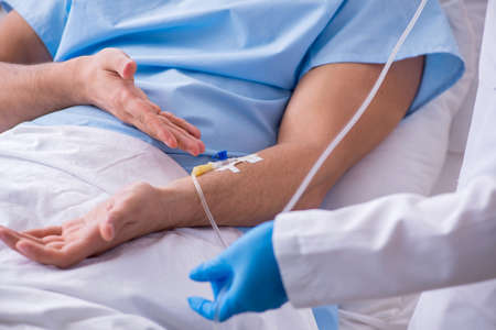 The male patient in blood transfusion concept