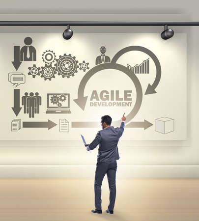 Businessman in agile software development conceptの写真素材
