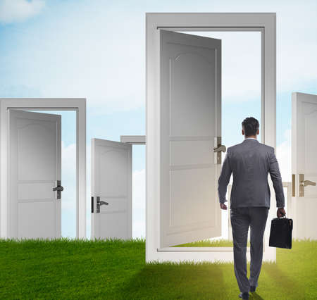 Businessman facing many business opportunities
