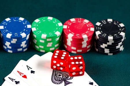 Chips and cards on casino table