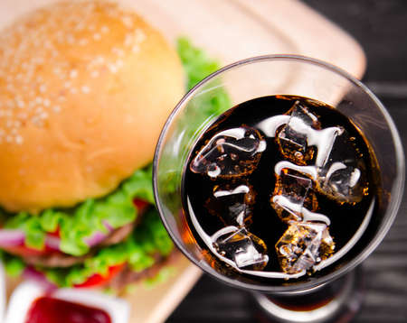 The burger served in bun in nutrition fast food conceptの写真素材