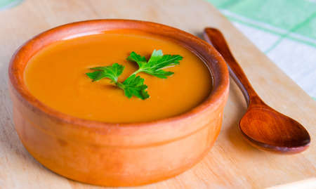 The tomato soup prepared in traditional italian styleの写真素材