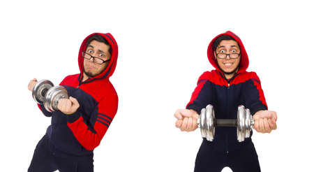 Young man wearing sport costume isolated on whiteの写真素材