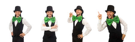Man with big green bow tie in funny conceptの写真素材