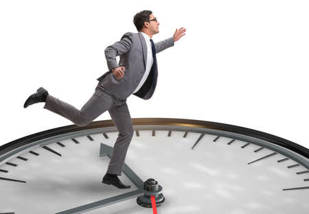 Businessman in time management conceptの写真素材