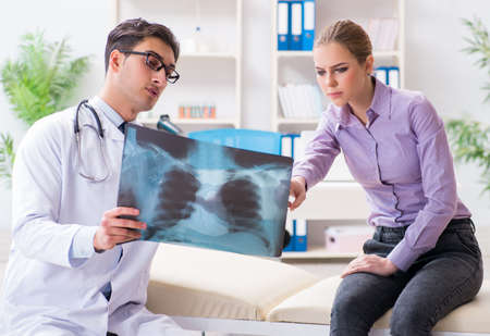 Doctor examining x-ray images of patient