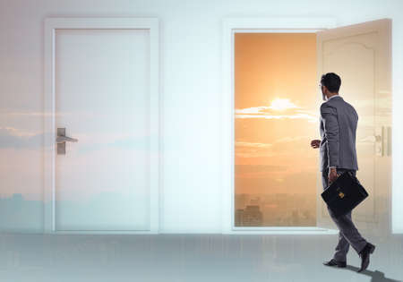 Businessman facing many business opportunitiesの写真素材